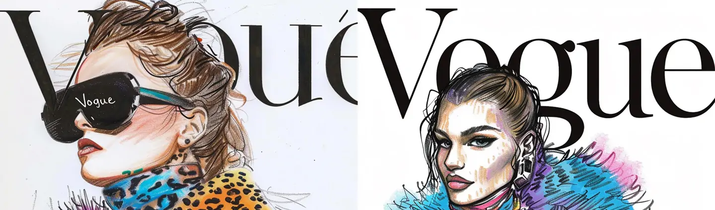 创意手绘豹纹皮草大衣人物模特杂志封面海报midjourney关键词咒语