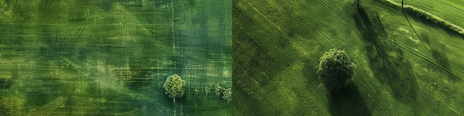 极简主义绿色田野树木草地场景鸟瞰图摄影海报midjourney关键词咒语