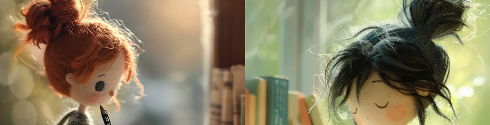 可爱卡通女孩读书学习羊毛毡手工艺品人物模型midjourney关键词咒语