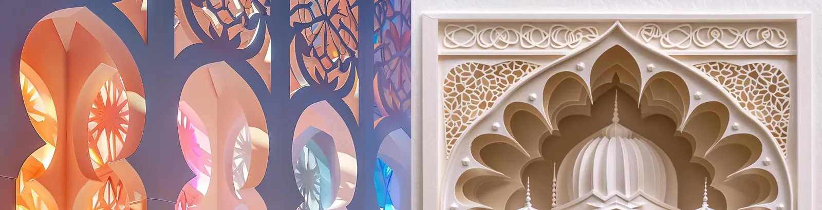 多维纸基里加米工艺花纹图案建筑空间摄影海报midjourney关键词咒语