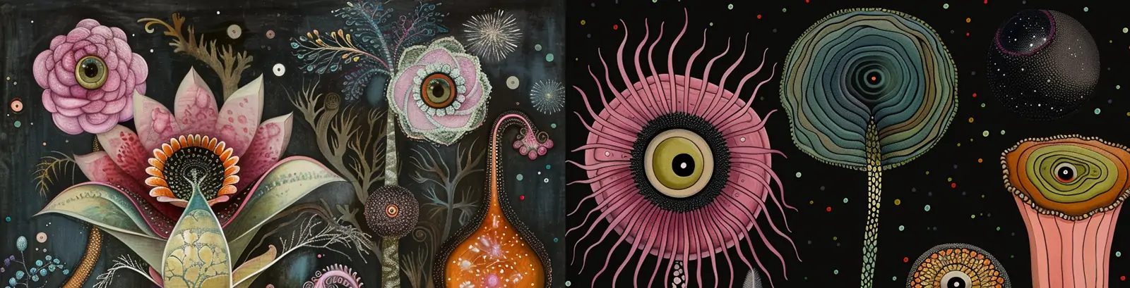 创意抽象自然幻想花卉植物艺术插图海报midjourney关键词咒语