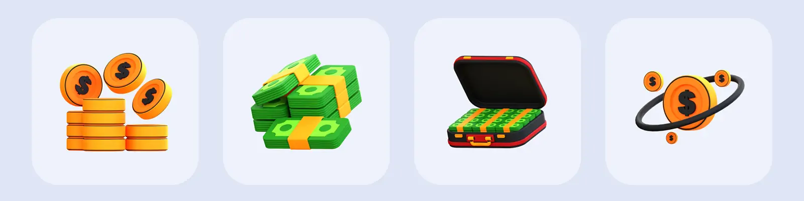 3D立体卡通金融钱币货币元素图标插图blender设计素材模型