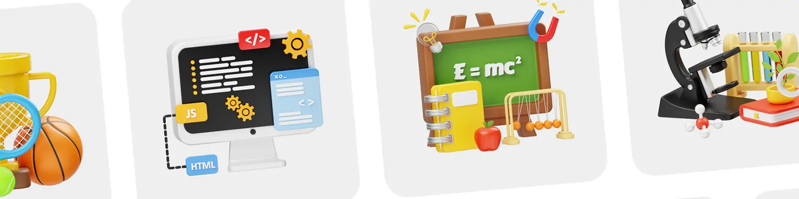 3D立体趣味卡通儿童学校教育元素插图blender设计素材模型