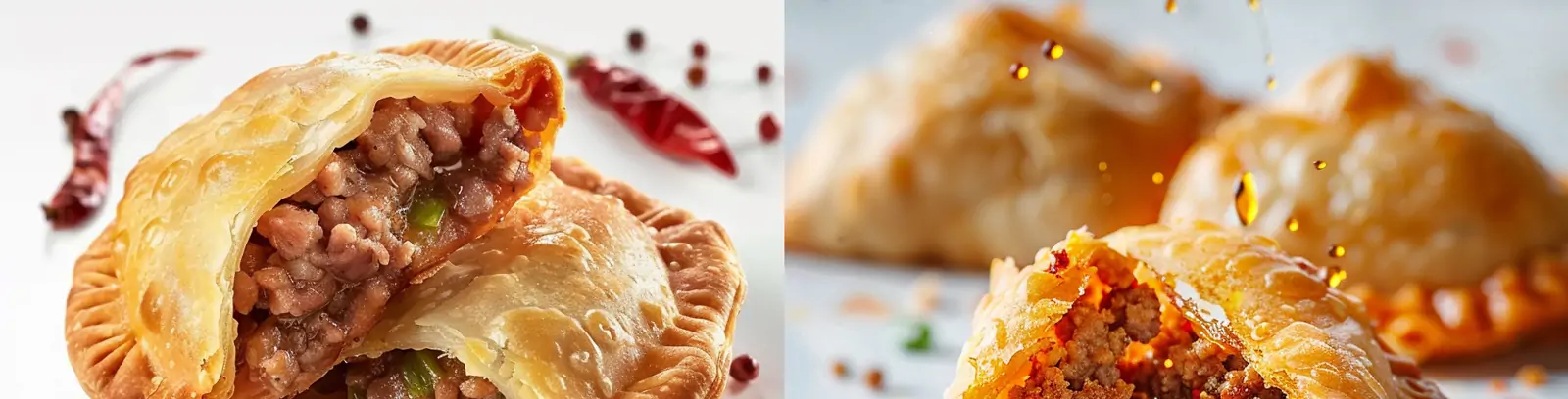 中国美食肉饼猪肉大葱油炸饺子餐厅菜单广告摄影海报midjourney关键词咒语