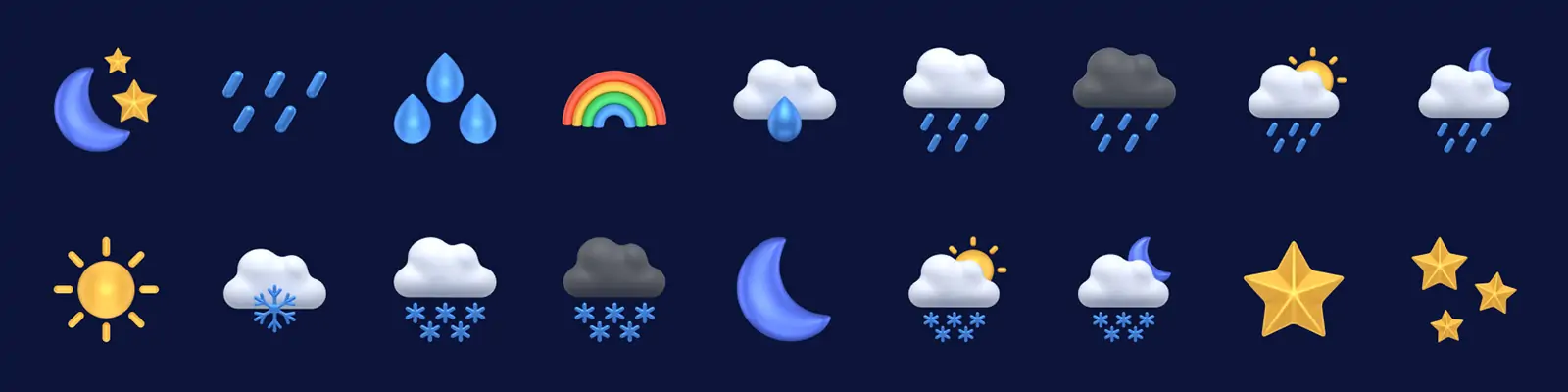 3D立体天气预报符号标志png图标插图blender设计素材模型