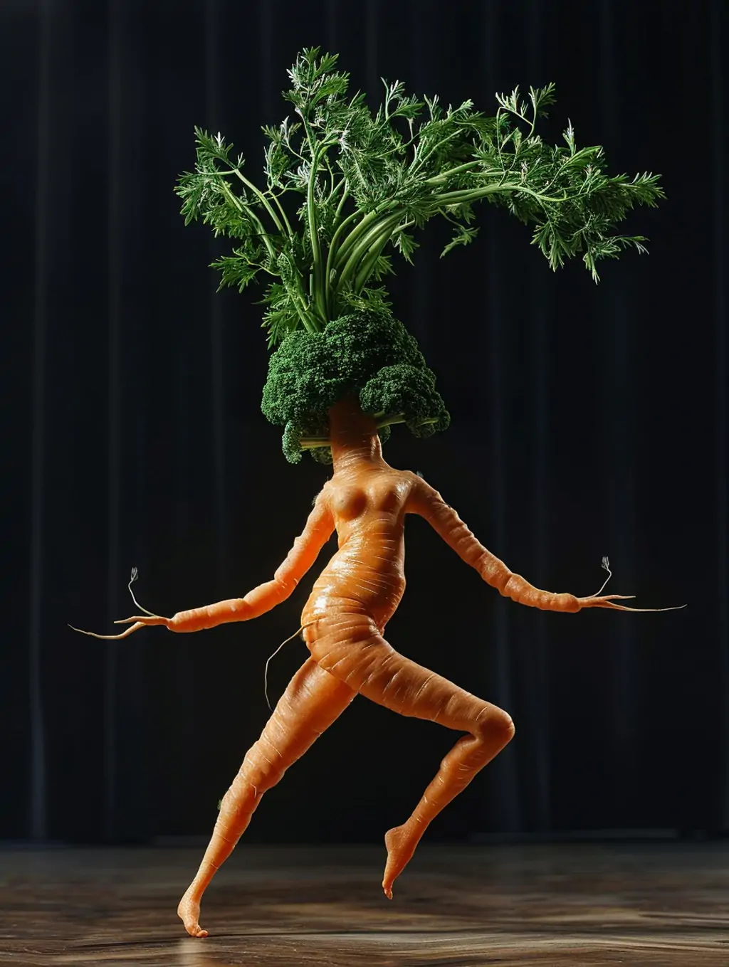 创意真实感胡萝卜身体形状艺术摄影海报midjourney关键词咒语 - Ai宇宙吧--Ai宇宙吧-