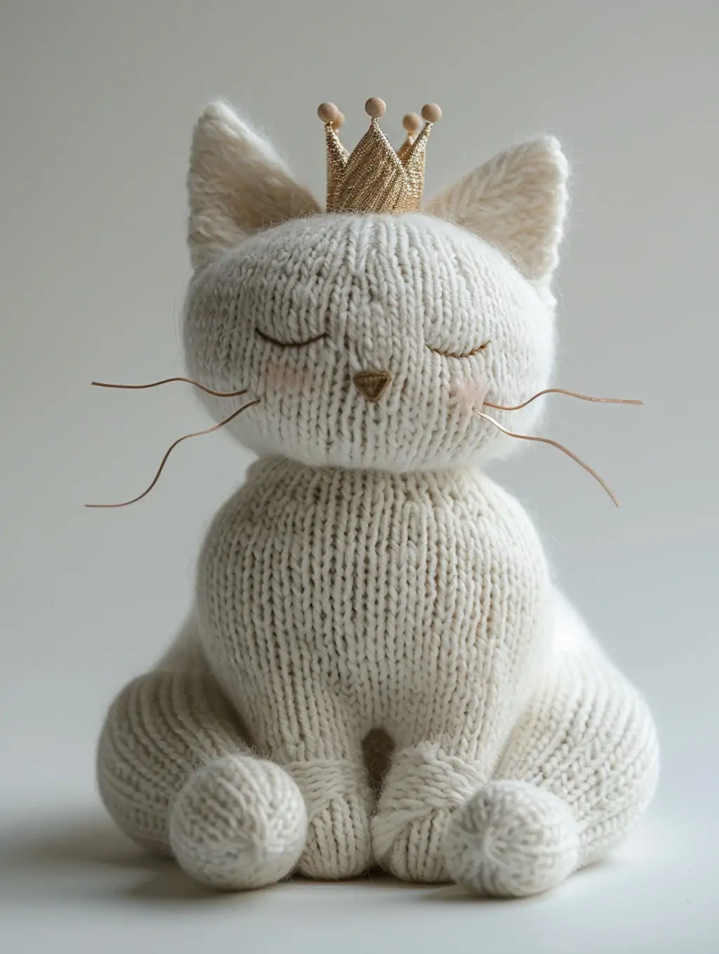 可爱白色针织猫咪王冠艺术摄影海报midjourney关键词咒语 - Ai宇宙吧--Ai宇宙吧-