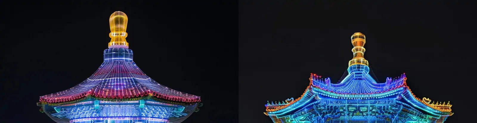 3D立体彩色透明水晶玻璃北京天坛建筑模型midjourney关键词咒语