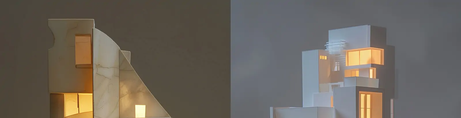 创意后现代抽象艺术立体建筑夜景发光体雕塑模型midjourney关键词咒语