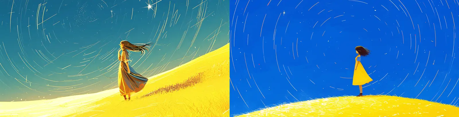 极简主义手绘可爱女孩星空儿童书籍封面插图绘画海报midjourney关键词咒语