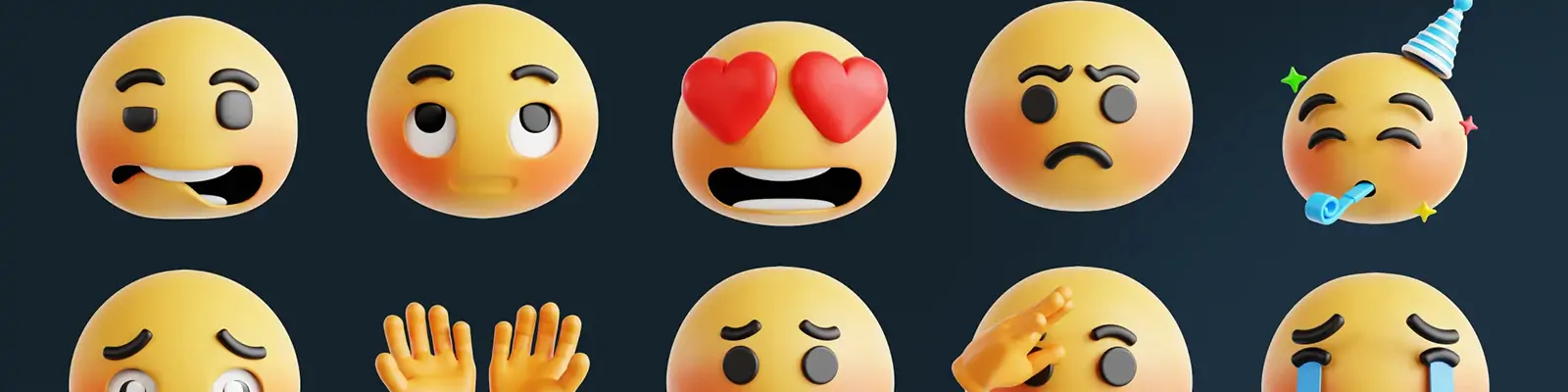 3D立体趣味卡通社交媒体表情png图标插图blender设计素材模型