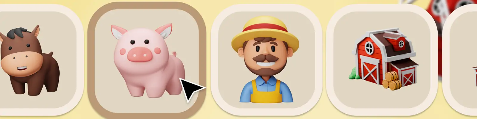 3D立体可爱卡通农场动物元素图标插图blender设计素材模型