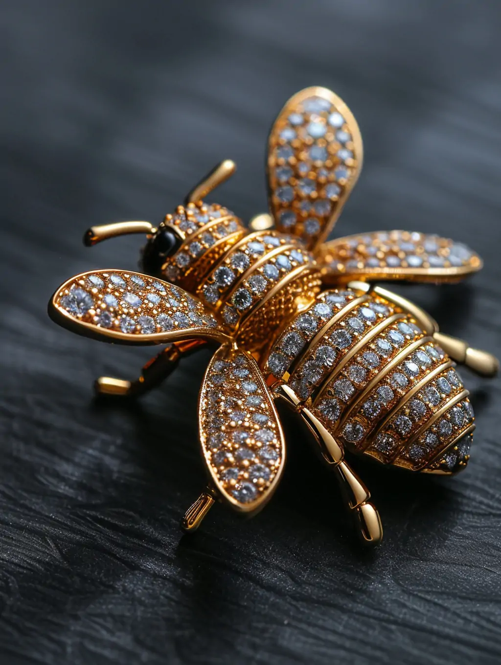 高级奢华珠宝蜜蜂形状胸针产品立体模型摄影海报midjourney关键词咒语 - Ai宇宙吧--Ai宇宙吧-