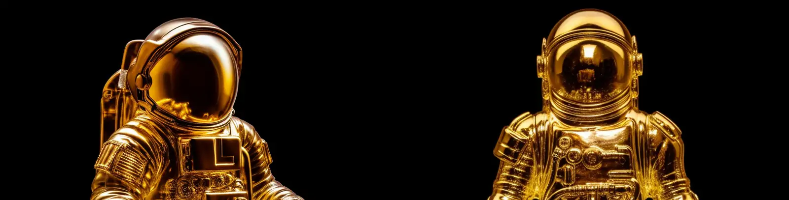 高端金色半透明金属立体逼真宇航员机械模型midjourney关键词咒语