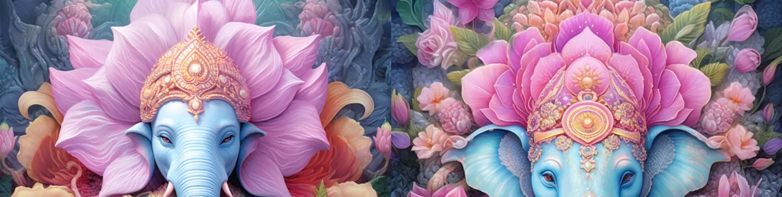 创意热带美丽曼陀罗植物鲜花大象合成海报midjourney关键词咒语