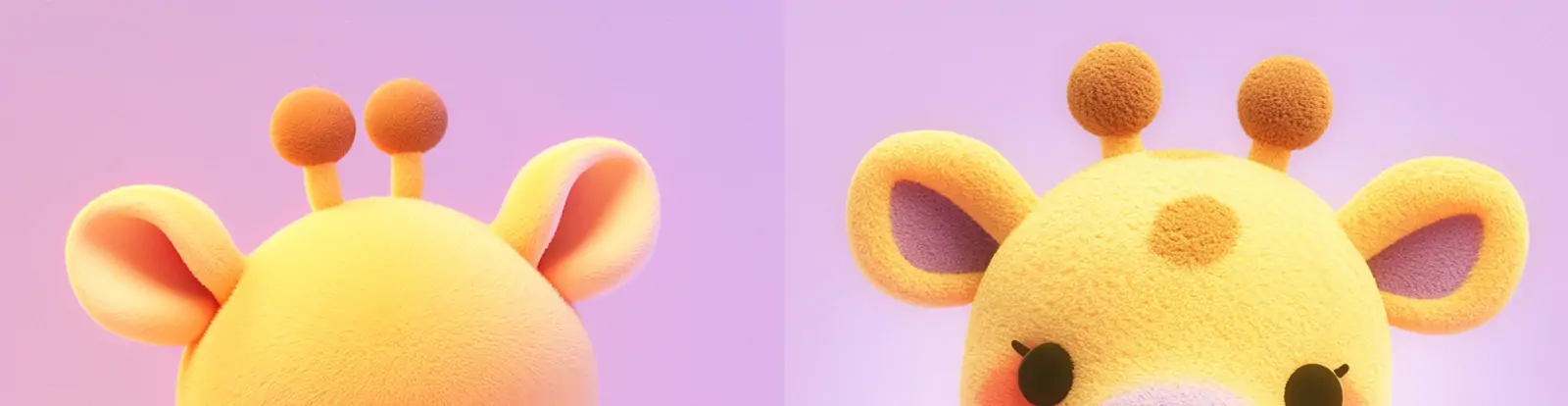 可爱卡通黄色长颈鹿动画角色羊毛毡手工艺品模型midjourney关键词咒语