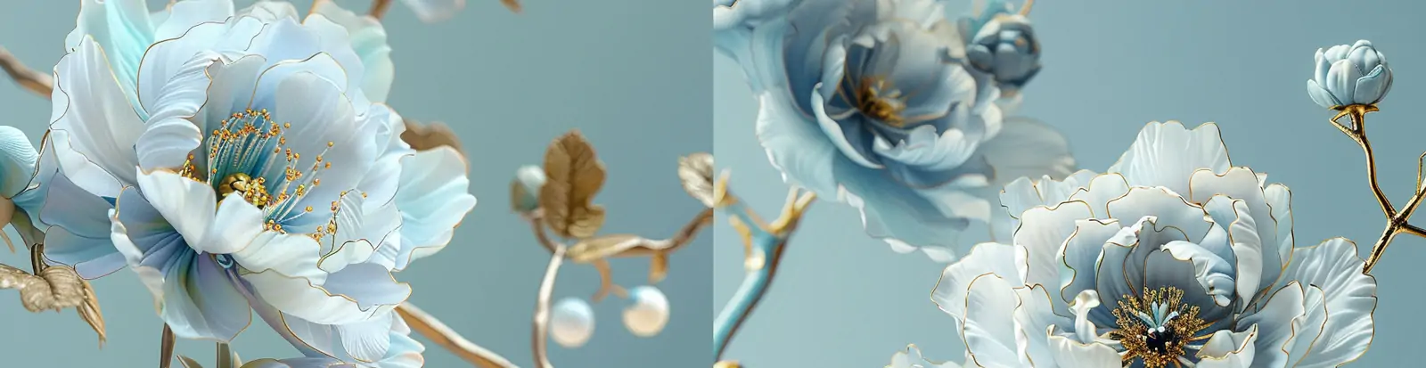 中国风牡丹花瓣烫金工艺珠宝装饰模型艺术摄影海报midjourney关键词咒语