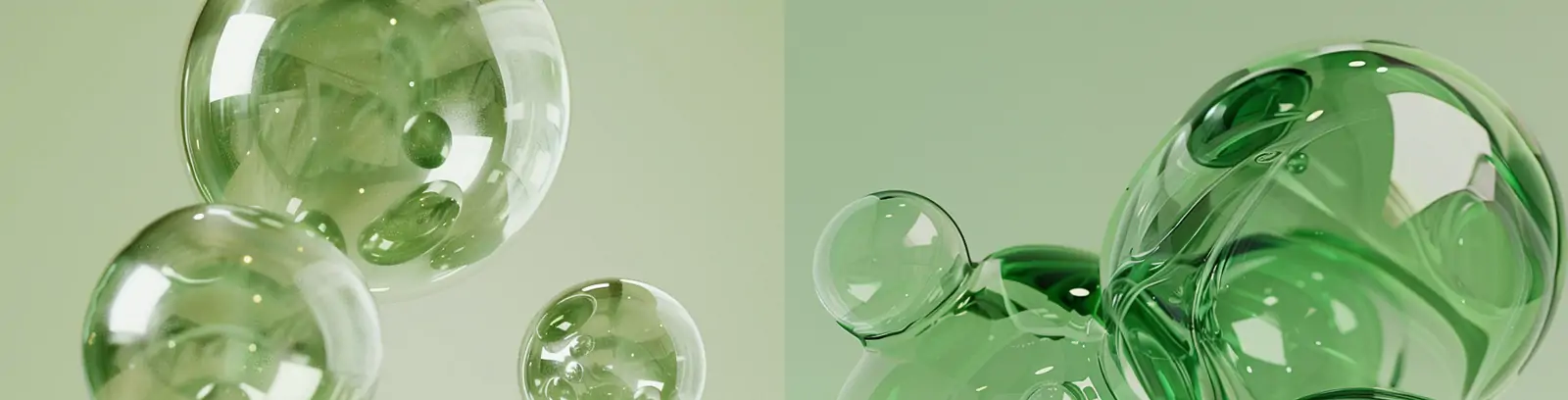 绿色透明气泡水滴化妆品产品海报背景midjourney关键词咒语