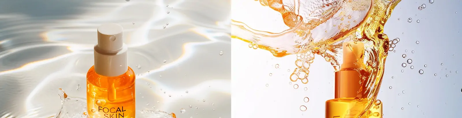 黄色化妆品护肤品精华水花飞溅电商产品广告摄影海报midjourney关键词咒语