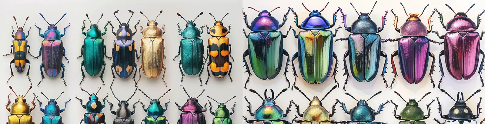 彩色闪光宝石甲虫昆虫排列艺术图案插图midjourney关键词咒语