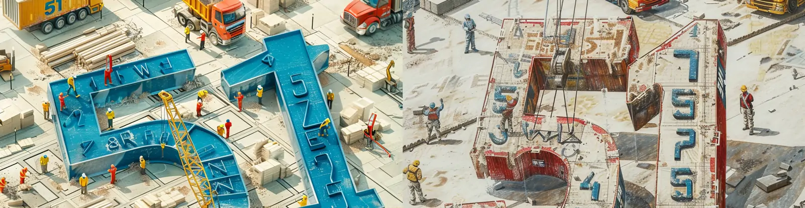 创意3D立体51五一劳动节建筑工地施工场景鸟瞰图摄影海报midjourney关键词咒语