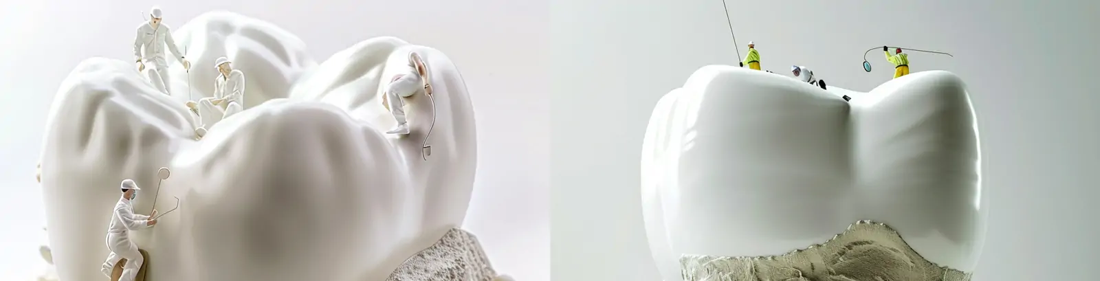 创意3D立体逼真巨型牙齿健康护理微观场景摄影海报midjourney关键词咒语