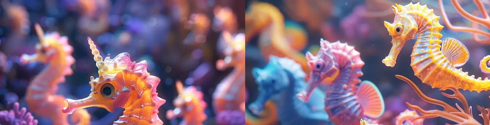 彩色海马珊瑚海底世界摄影海报midjourney关键词咒语