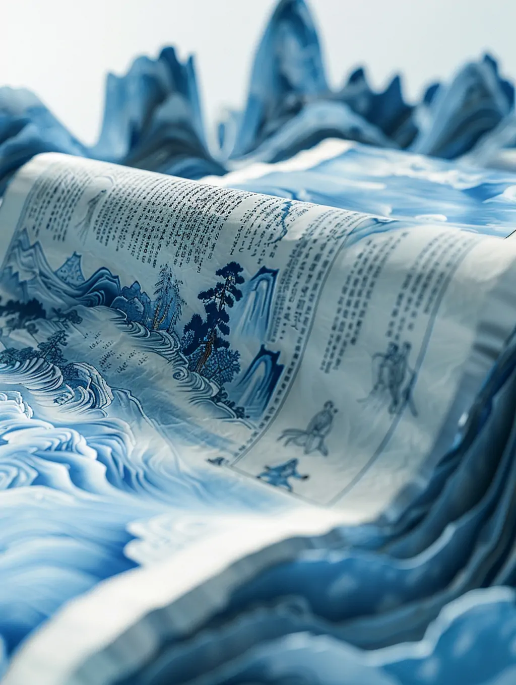 中国风古代文字诗词诗人卷轴漂浮空中自然山水场景插图海报midjourney关键词咒语 - Ai宇宙吧--Ai宇宙吧-