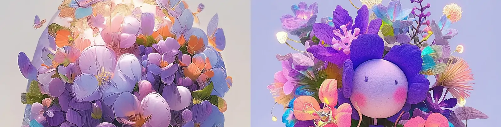 创意未来主义精致卡通可爱玩偶花束产品广告海报midjourney关键词咒语