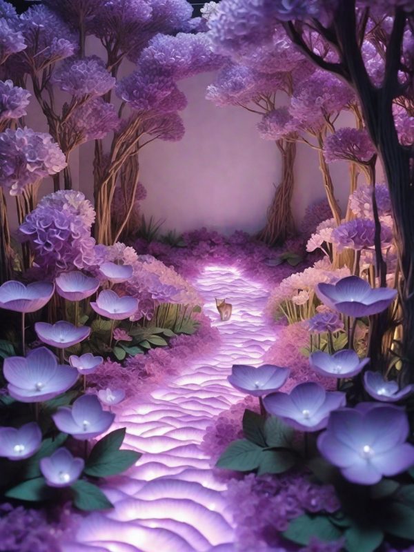 古风紫色鲜花荷花猫咪场景发光体摄影海报奇域ai绘画关键词咒语-Ai宇宙吧-