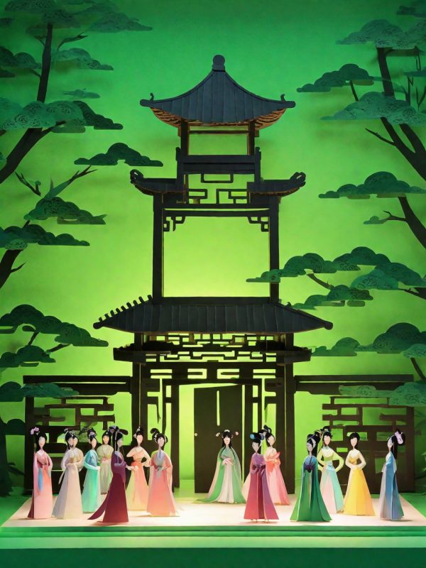 3D立体古风戏曲舞台仙女剪纸艺术插图海报奇域ai绘画关键词咒语-Ai宇宙吧-