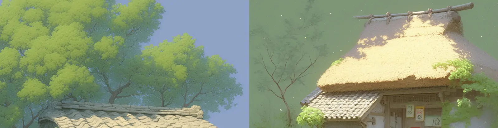 手绘复古乡村石头小屋场景插图海报midjourney关键词咒语