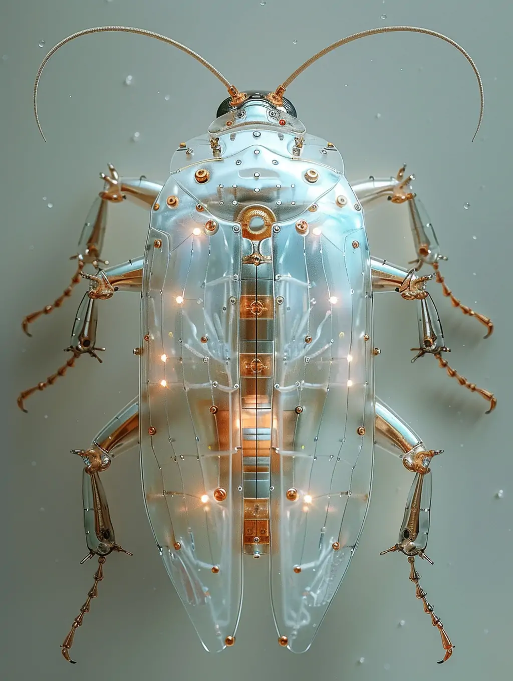 未来主义逼真立体科技感机械蟑螂昆虫模型midjourney关键词咒语-Ai宇宙吧-