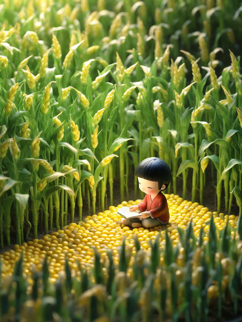 创意可爱儿童玉米地读书微缩景观奇域ai绘画关键词咒语 - Ai宇宙吧--Ai宇宙吧-