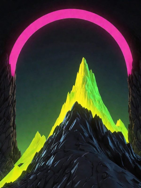 创意彩色山脉霓虹灯发光结构背景奇域ai绘画关键词咒语-Ai宇宙吧-