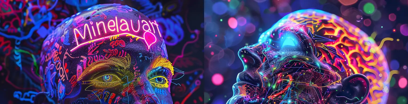 创意抽象数字艺术人体霓虹灯光效网络迷幻海报midjourney关键词咒语