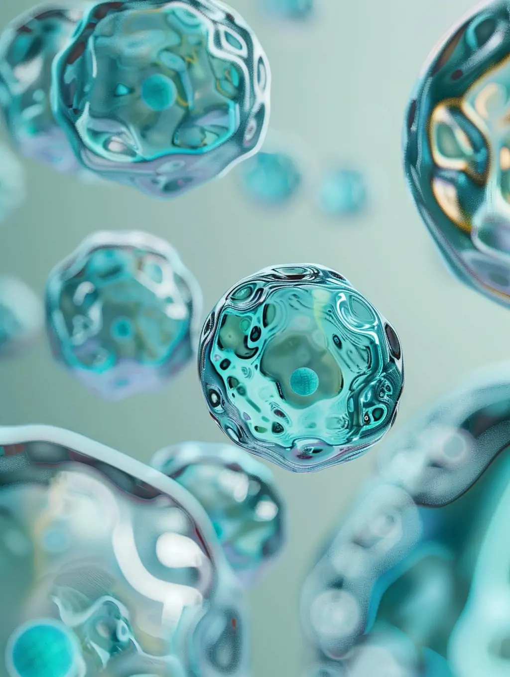 绿色透明圆形气泡医学细胞分子高清摄影海报背景midjourney关键词咒语 - Ai宇宙吧--Ai宇宙吧-