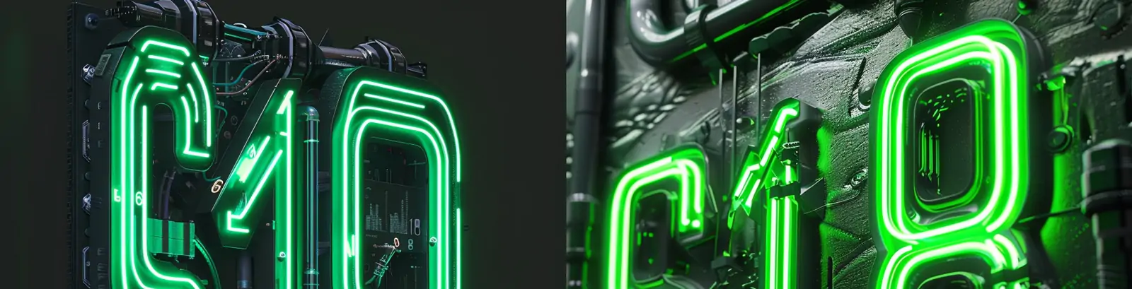 绿色工业科技风霓虹灯金属数字618购物狂欢节海报midjourney关键词咒语