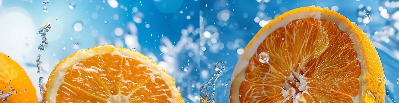 创意新鲜水果橙子水花飞溅电商生鲜广告图海报midjourney关键词咒语