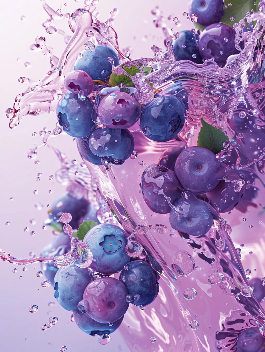 新鲜水果紫色蓝莓水花飞溅电商生鲜广告图海报midjourney关键词咒语 - Ai宇宙吧--Ai宇宙吧-