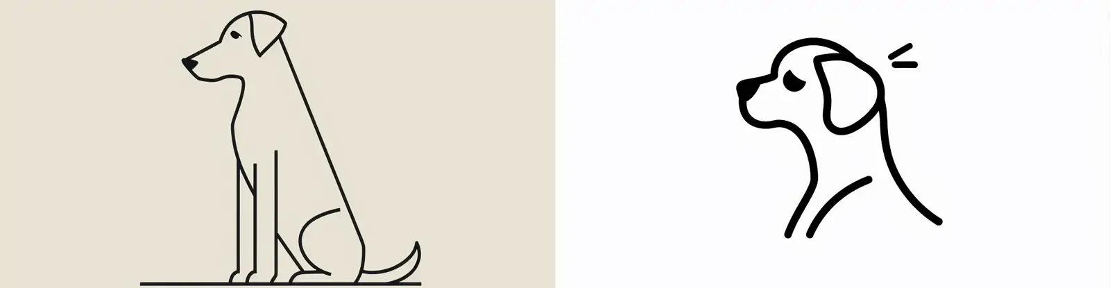 极简主义手绘动物狗狗线条简笔画插图绘画midjourney关键词咒语