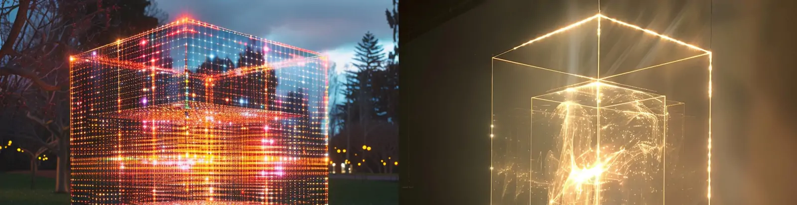 未来主义科技感立体光效线条发光立方体摄影海报背景midjourney关键词咒语