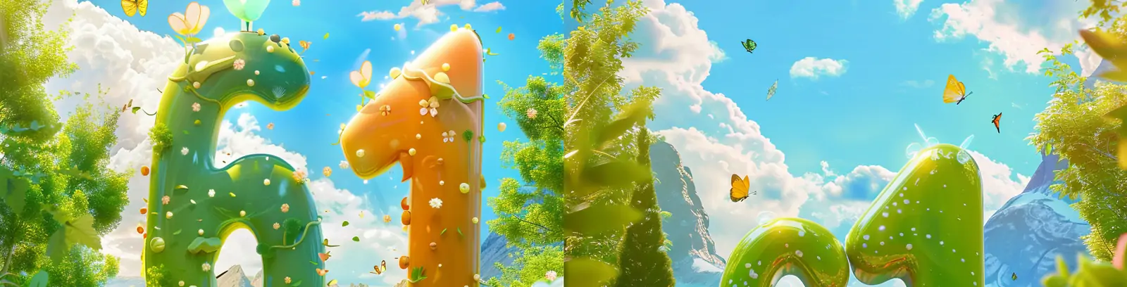 创意3D立体可爱卡通六一儿童节61数字场景插图海报midjourney关键词咒语