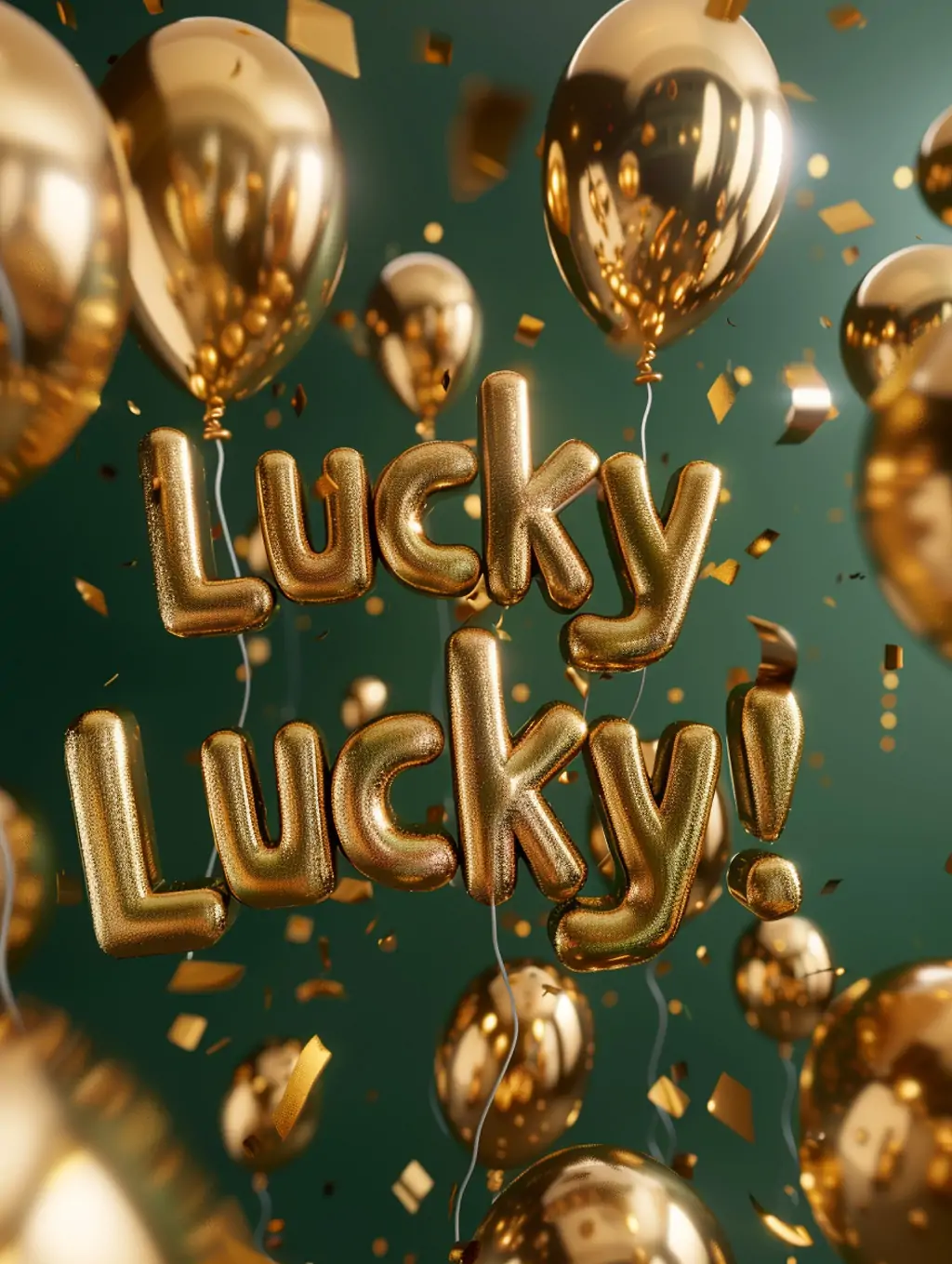 现代3D立体金色气球英文字母单词Lucky海报midjourney关键词咒语 - Ai宇宙吧--Ai宇宙吧-