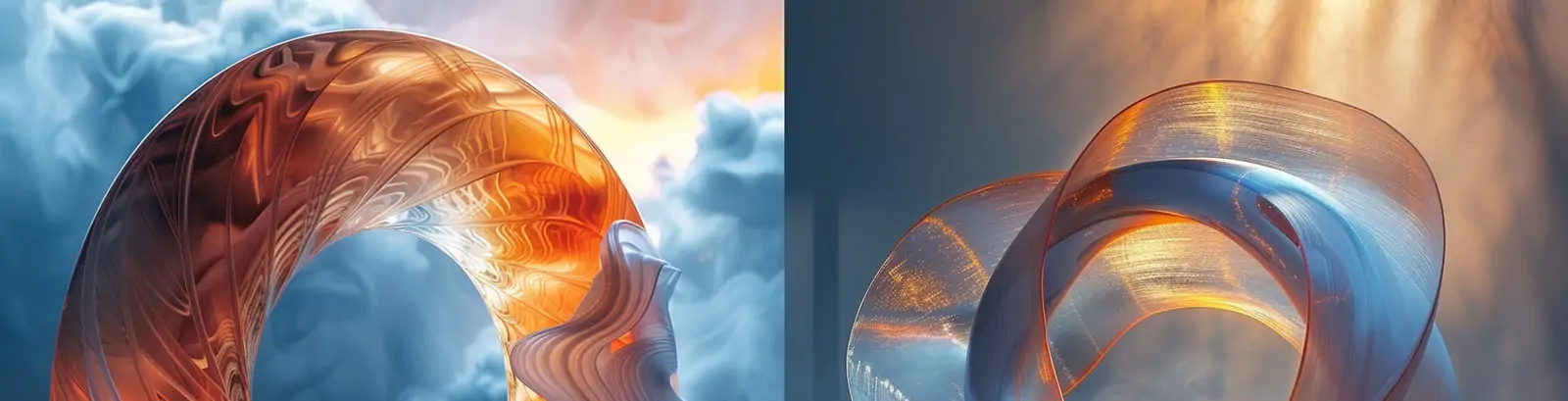 创意抽象艺术彩色渐变磨砂玻璃立体莫比乌斯环海报背景midjourney关键词咒语