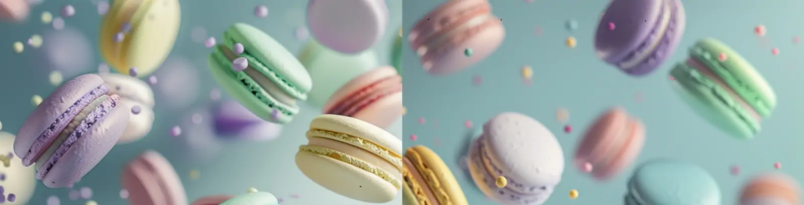 美食甜品饼干马卡龙漂浮艺术摄影海报背景midjourney关键词咒语