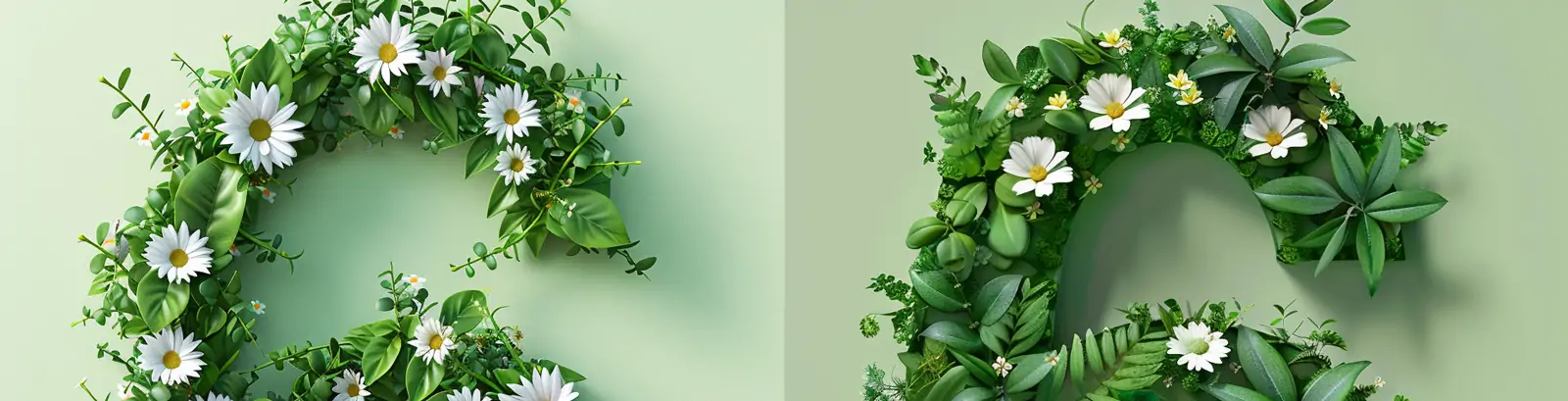 绿色鲜花植物立体数字6自然元素风格视觉设计海报midjourney关键词咒语