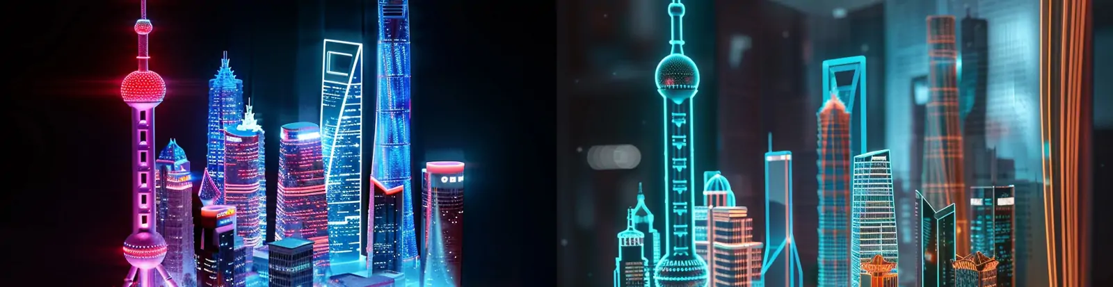 创意三维全息科技魔法上海建筑立体书插图海报midjourney关键词咒语
