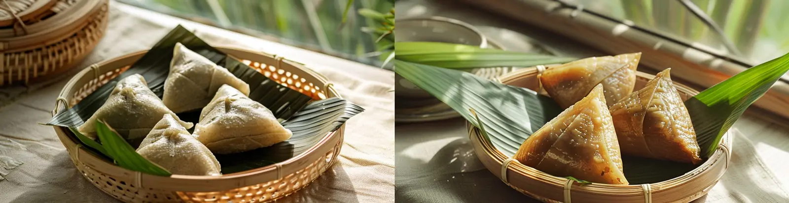 中国传统节日美食粽子端午节粽叶糯米制作产品广告摄影海报midjourney关键词咒语