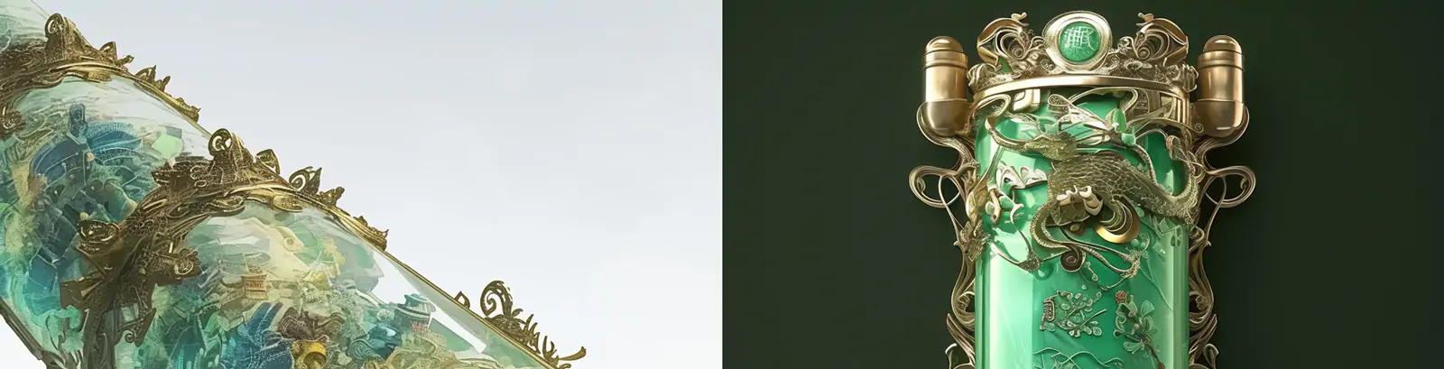 中国风东方传统立体圆柱形卷轴玉石雕刻场景midjourney关键词咒语